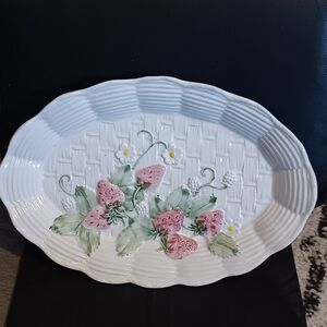 Strawberry Design Oval Platter